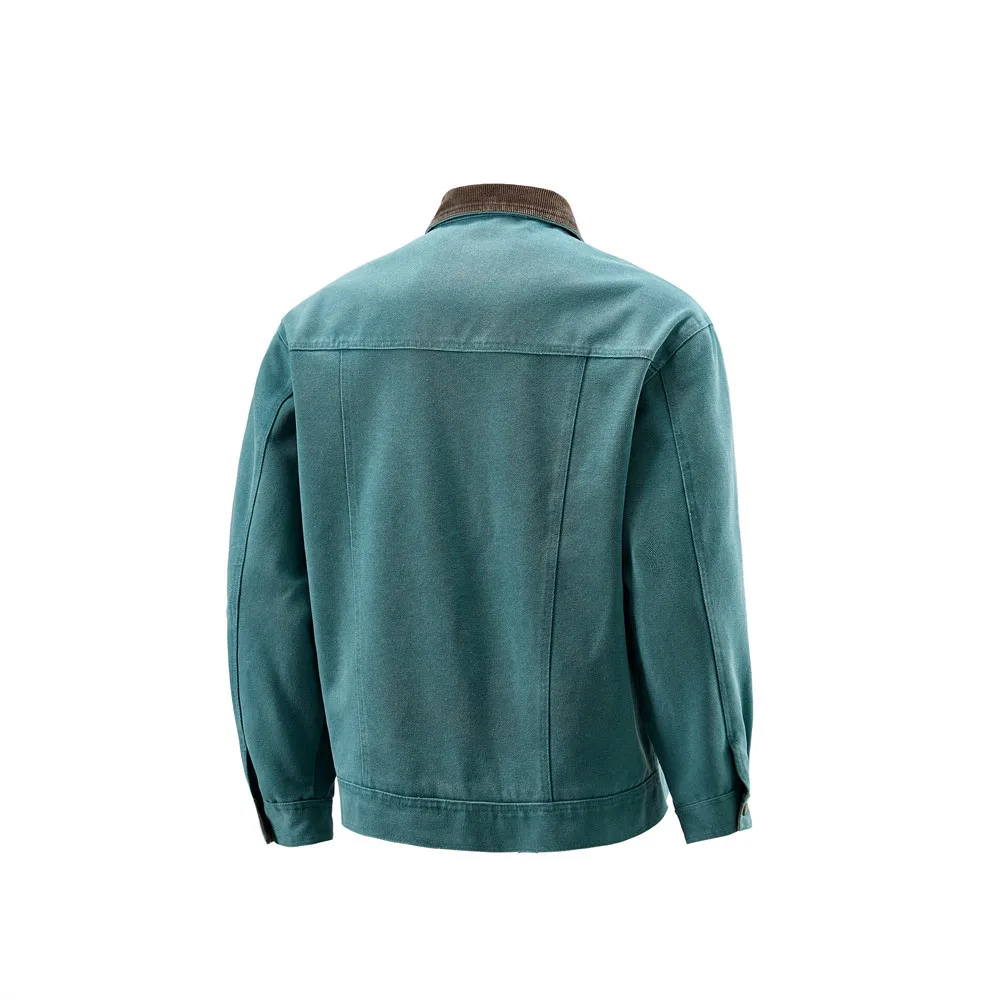 MWJLPWQ Three-Dimensional Cut Deconstructed Work Jacket For Men Spring Autumn Vintage Punk Street Design Contrasting Tops 17339