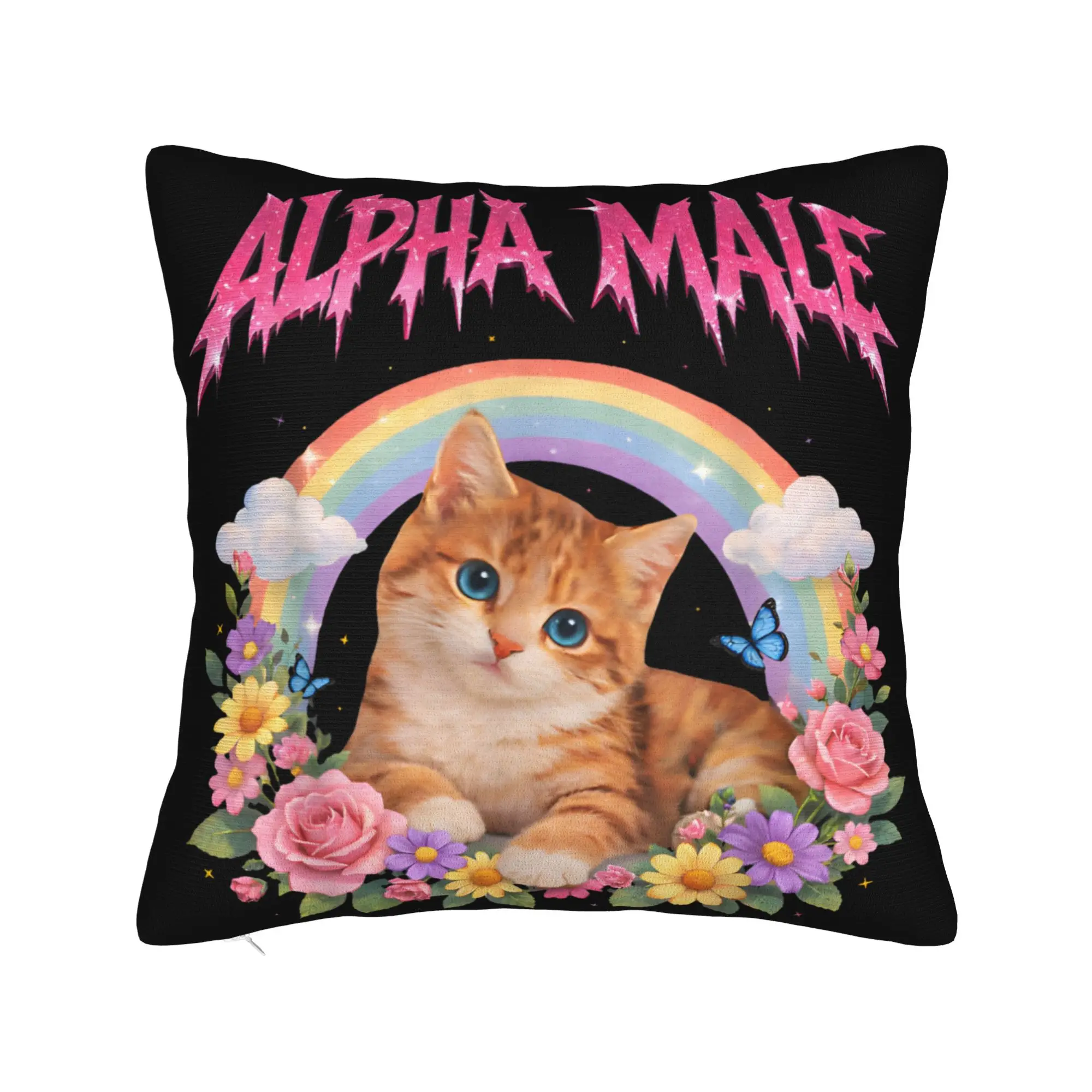 Alpha Male Cat Kitten Funny  Pillowcase Merch Printing Cushion Cover Decorations  Throw Pillow Case Cover Home Multiple Sizes