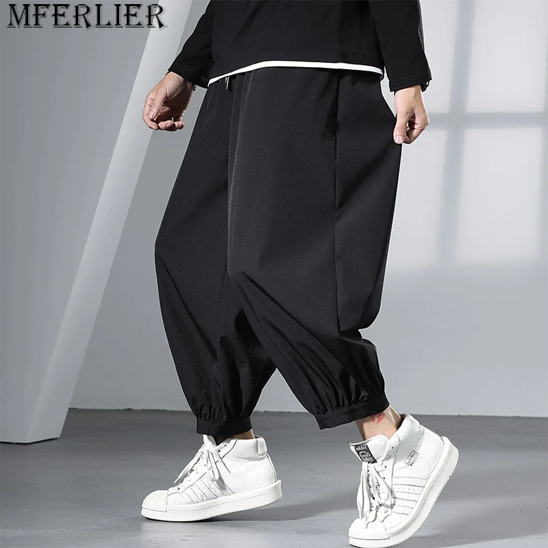 Zwarte Joggingbroek Heren Zomer Baggy Broek Plus Maat 6xl Mode Casual Effen Kleur Enkellange Broek Mannelijke Onderkant Grote Maat 6xl