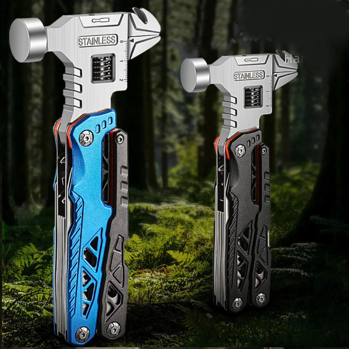 13 in 1 Multi Tool Safety Hammer Wrench Outdoor Folding Portable Pliers Camping Car Emergency Tool Built in Bits EDC Kit