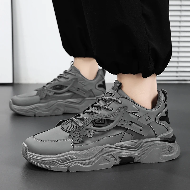 

2024, новые мужские кроссовки на платформе, модные сетчатые дышащие массивные туфли на шнуровке, модные спортивные туфли для папы