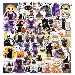 50pcs Halloween Cute Cat Stickers Pack Suitcase Ipad Phone Laptop DIY Sticker Vintage Journaling Materials Journal Accessories