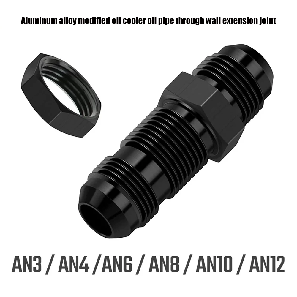 0-Degree AN6 AN8 AN10 AN4 Radiator Aluminum Alloy Modified Oil Cooler Oil Pipe Through Wall Extension Joint Straight Nut Joint