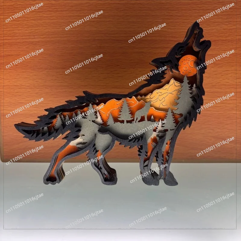 For The New Compound Wolf Wooden Ornament, Table Head Office Living Room Ornament Art and Crafts