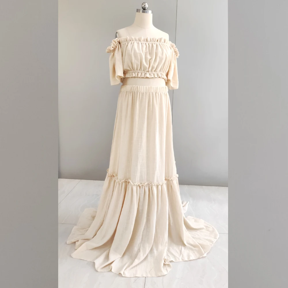 NONE Women's Boho Maternity Dress Beige 5