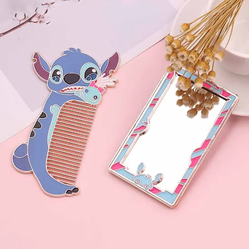 Disney Lilo and Stitch Cartoon Metal Combs 3D Figure Hair Brush Mirror Women Styling Tool Haircare Accessories for Girl Gifts