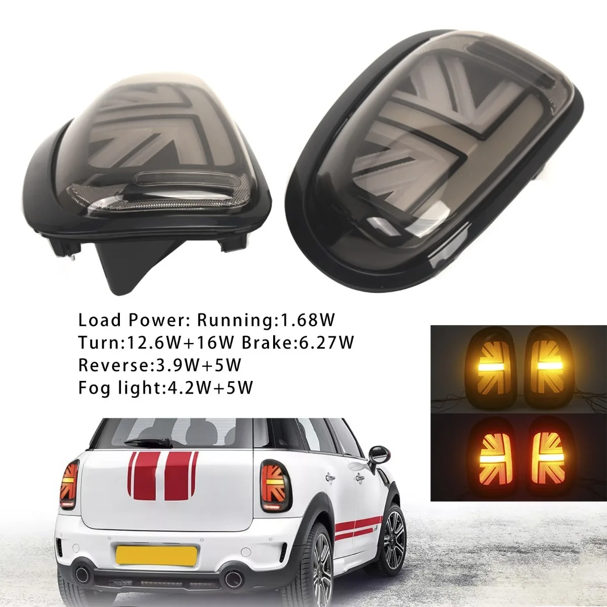 L&R LED Tail lights Lamps For BMW MINI Countryman R60 2010-2016 Smoked A0