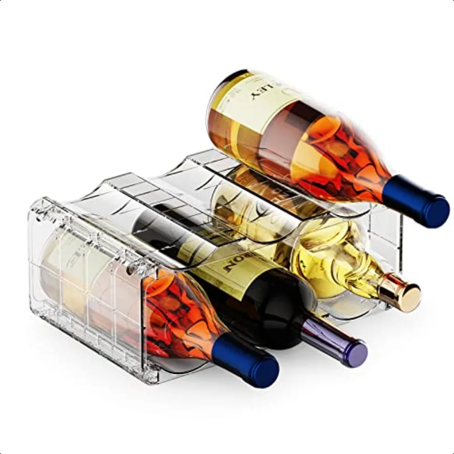 

Clear Wine Racks for Refrigerator Water Bottle Organizer 6 Bottles