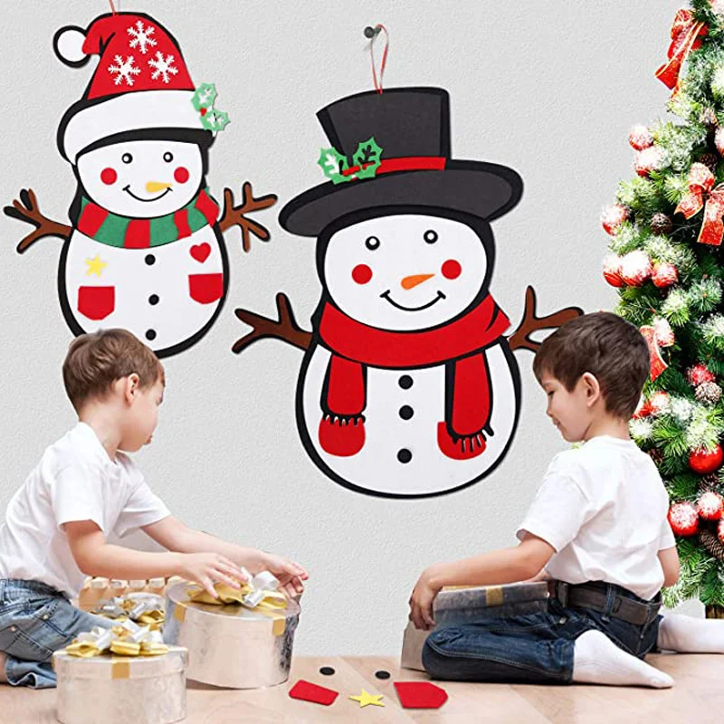 New Christmas Felt Pendant Diy Christmas Decorations Snowman Kids Christmas Gifts Felt Ornaments