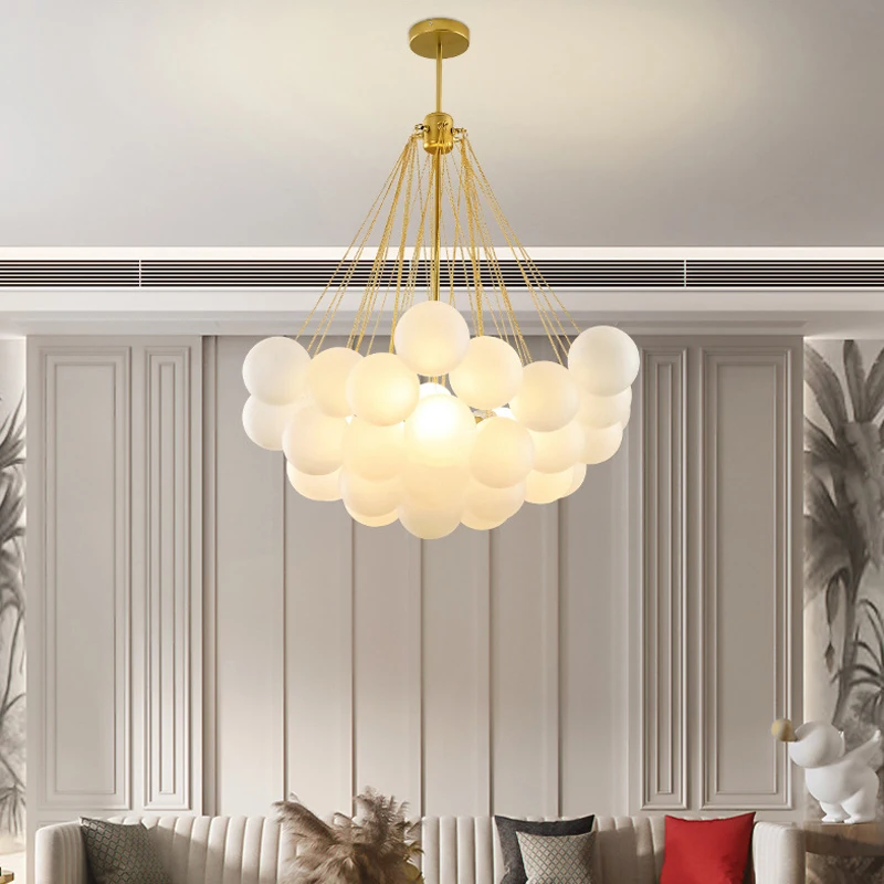 Modern Glass Balls LED Chandeliers Gold Black Pendant Hanging Lighs Living Dining Room Restaurant Suspension Lamp Fixtures