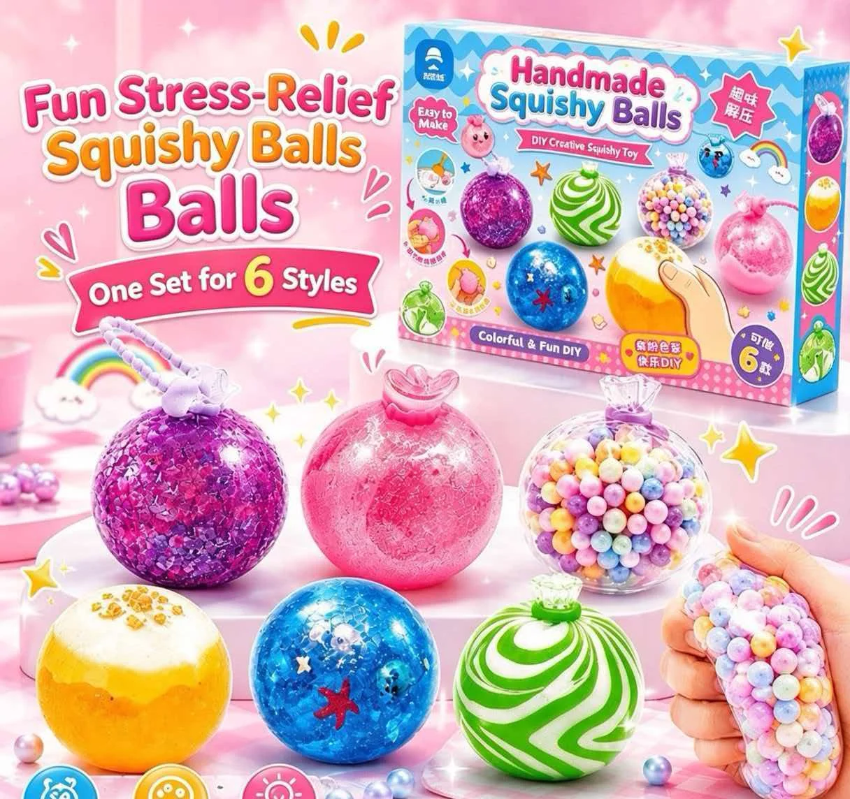 DIY Kit Handmade Ball Pinch Music Set Empty Filling Accessories Pinch Music Stress Relief Toys Christmas and Halloween Gifts