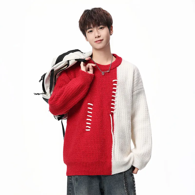 

Осенний вязаный джемпер унисекс, большой рождественский свитер для мужчин и женщин, повседневный пуловер, топ с длинными рукавами и цветным дизайном M-4XL