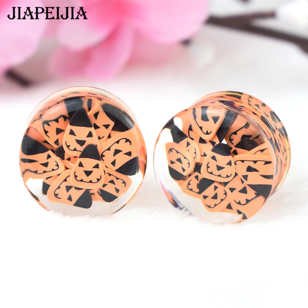 2pcs Halloween Ear Plug Tunnels Gauges Ear Stretcher Double Flared Plug Body Piercing Jewelry for Women Me