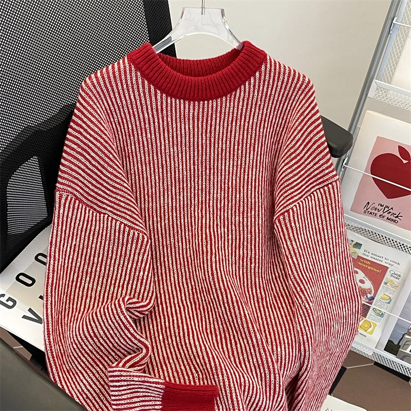 Crew neck sweater knit men's fashion brand autumn and winter base shirt men's temperament slim top