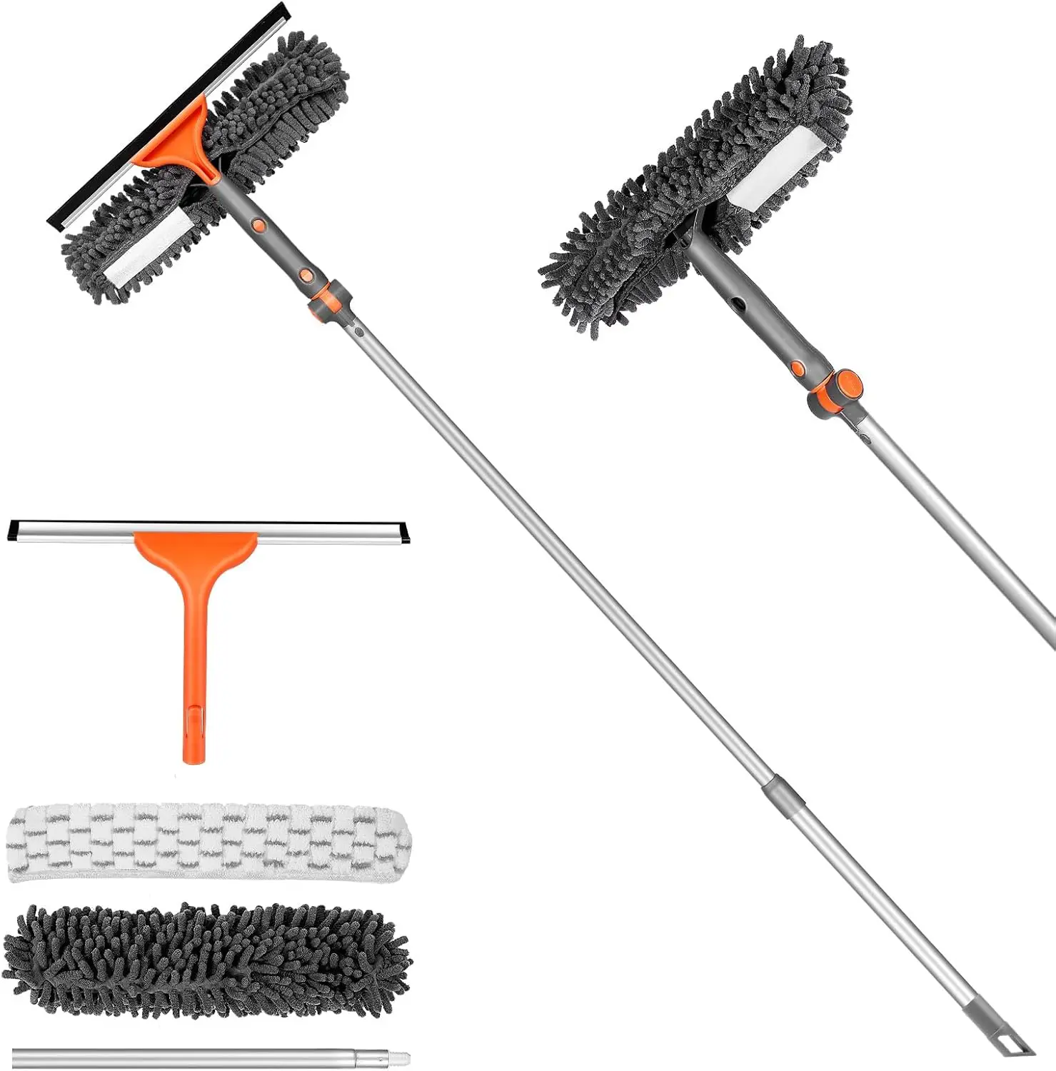 

Window Squeegee Cleaner Set 2-in-1 Window Cleaning Tool with Extendable Pole, Window Cleaning kit with Bendable Head for Indoor