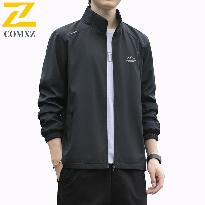

Men's Stand Collar Jacket Spring and Autumn Light Breathable Fashion Mountain Print Jacket Outdoor Hiking Coat Men's Windbreaker
