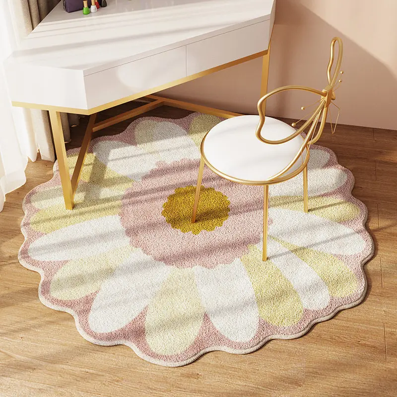 VIKAMA Unconventional Floral Rug Non-slip Comfortable and Cosy Dressing Table Walk-in Wardrobe and Bedroom Rug Home Décor