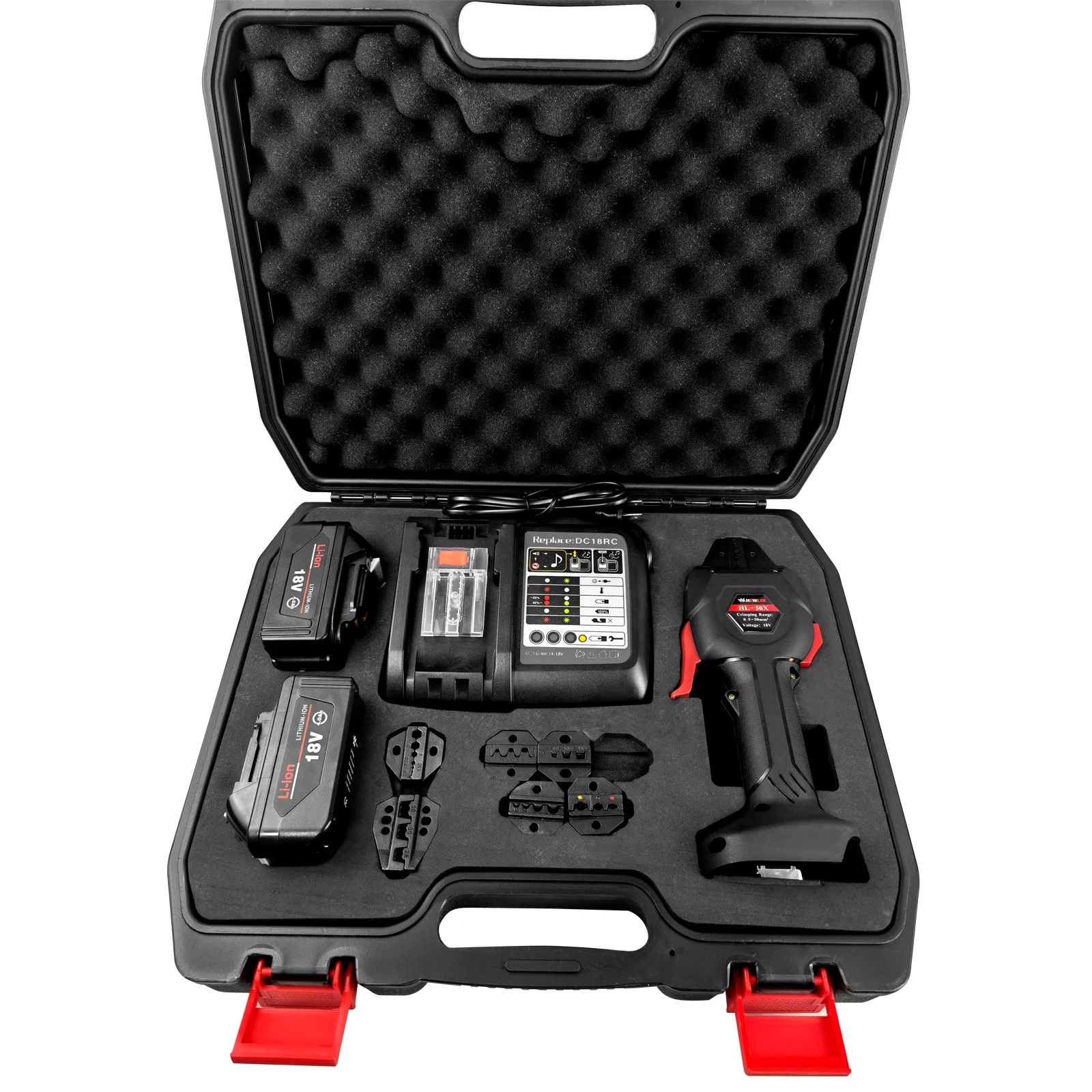 For HL-50X 18V Hydraulic Crimping Tool Electric Terminal Crimper 16KN Output Force DC2.0Ah Li-ion Battery 0.5-10mm2