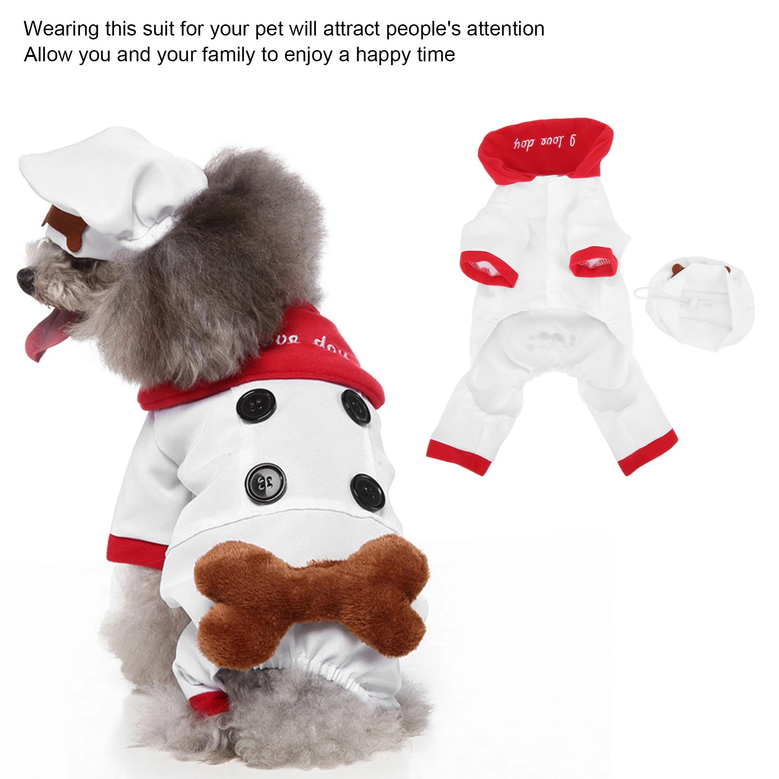 Pet Halloween Christmas Costume Warm Comfortable And Fashionable Dog Chef Hat Clothes Set For Small Medium Large Dogs