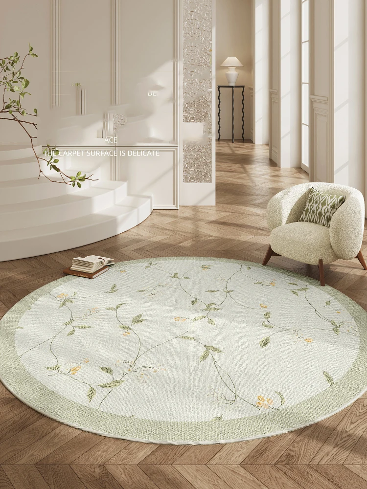 

Round Carpet Living Room Nordic Modern Sofa Floor Mat Home Fresh Green Bedroom Rug Bedside Non-slip Carpets Big Size