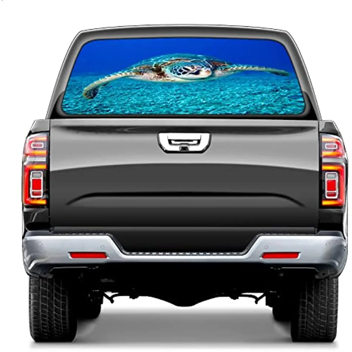 Truck Rear Window Decal Wrap Sea Turtle Animal Pickup Trucks Back Window Sticker Graphics Decor Vinyl Window Film Fit Most Picku