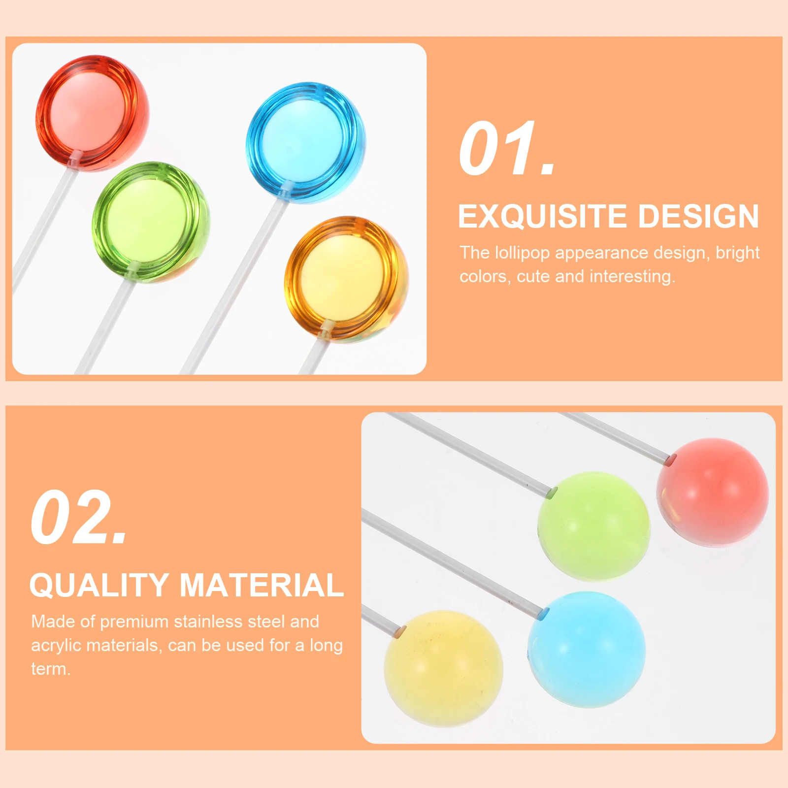 

4Pcs Elegant Beverage Stirring Sticks Long Handle Stainless Steel Swizzle Rods for Coffee Shop Bar Restaurant Home Use