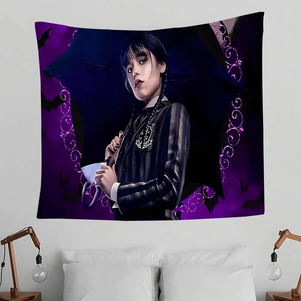تلفزيون W-WednesdayS Addams نسيج الجدار الشنق نسيج آرت ديكو بطانية الستار معلقة في المنزل غرفة نوم غرفة المعيشة ديكور