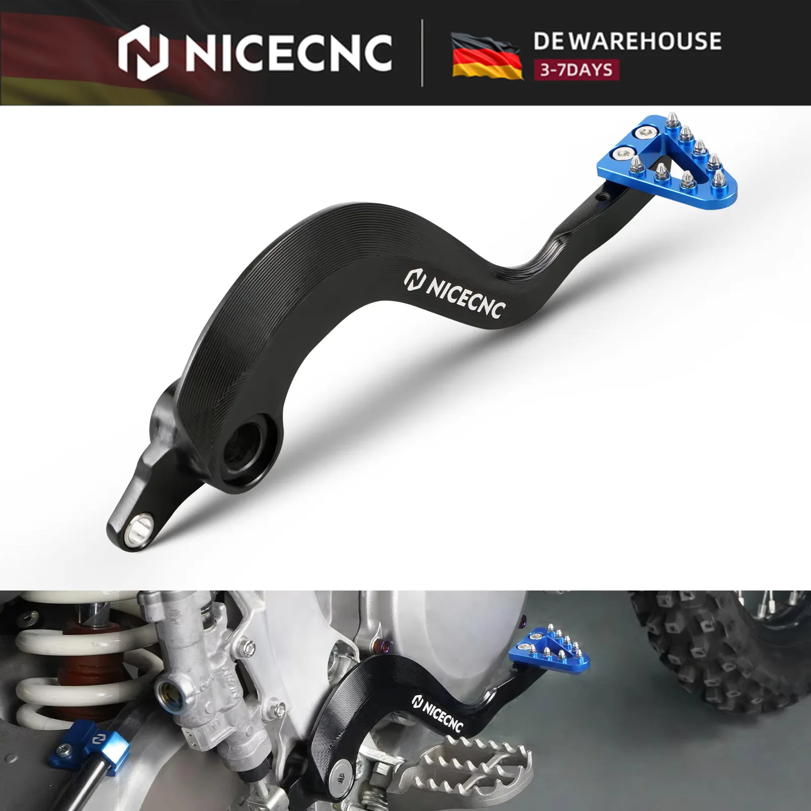 NICECNC Pedale Freno Regolabile in Alluminio per Yamaha YZ125 YZ250 2005-2024 YZ125X 2017-2023 YZ250X 2016-2023 YZ 125 250 250X