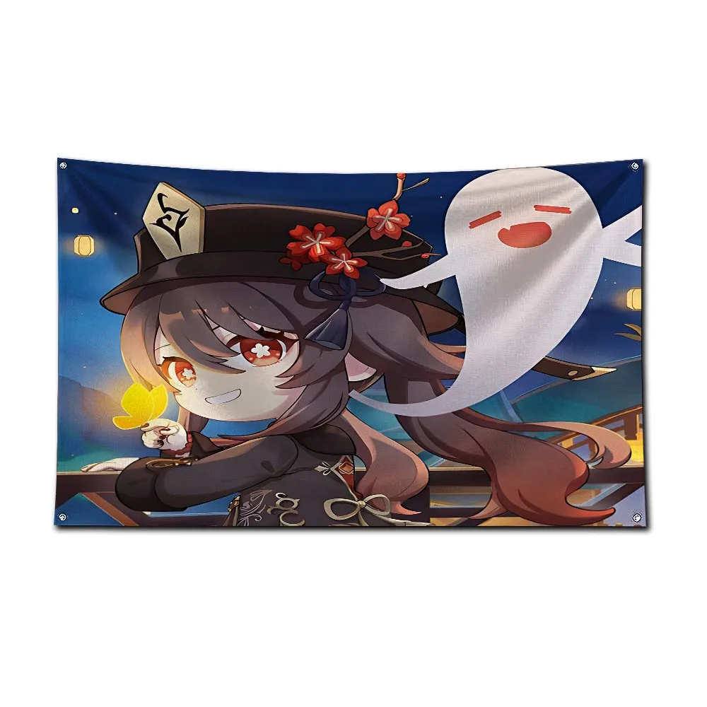 Anime-style Hu Tao Flag 3X5 Ft Personalized Flags Design Your Image Funny Tapestry Poster Dorm Room, Living Room, Bedroom