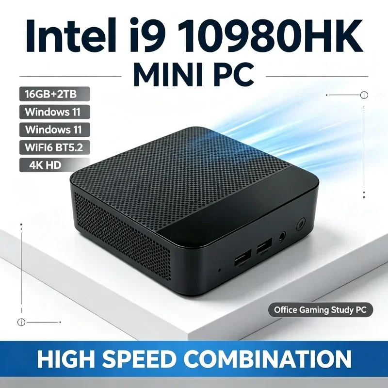 2026 New Arrival Mini Desktop PC Intel I9‑10980HK Windows 11 16GB RAM 1TB 2TB SSD WiFi 6 Bluetooth 5.2 Home Office Gaming Pc
