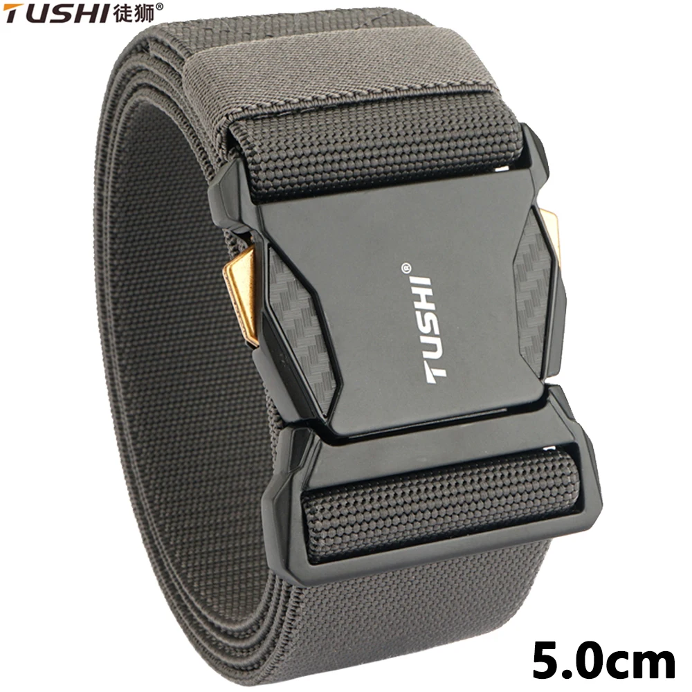 TUSHI 5.0CM Men's Belt Outdoor Tactical Belt Training Nylon Braided Casual Canvas Buckle Belt Pants Jeans Belt Sport Mountaineer