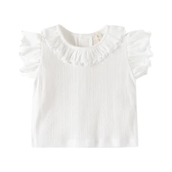 Ruffles Cotton Newborn Baby T-shirts for Summer Breathable Casual  White Soft Toddler Girls Tops Clothes