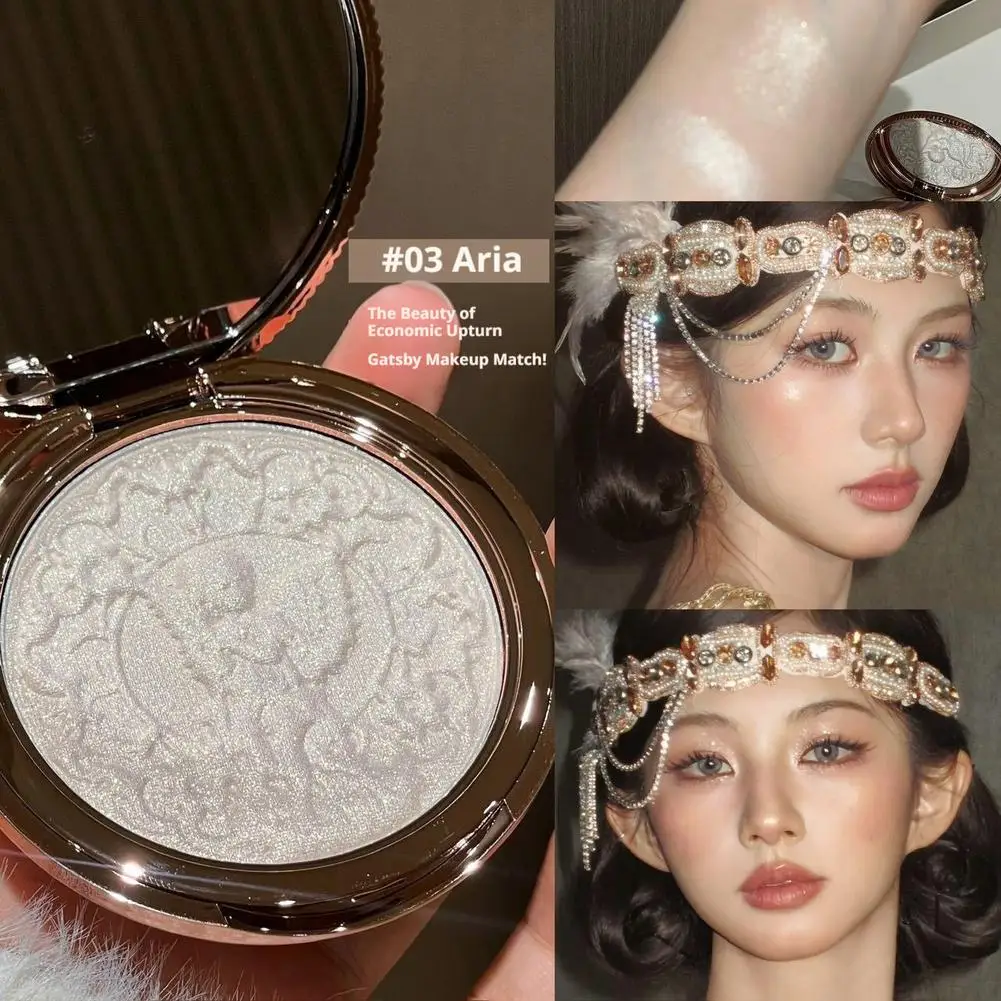 Vintage Angel Carved Highlighter Palette Diamond Shimmer Powder Long Lasting Brightening Multi-purpose Face Cheek Eye Makeup