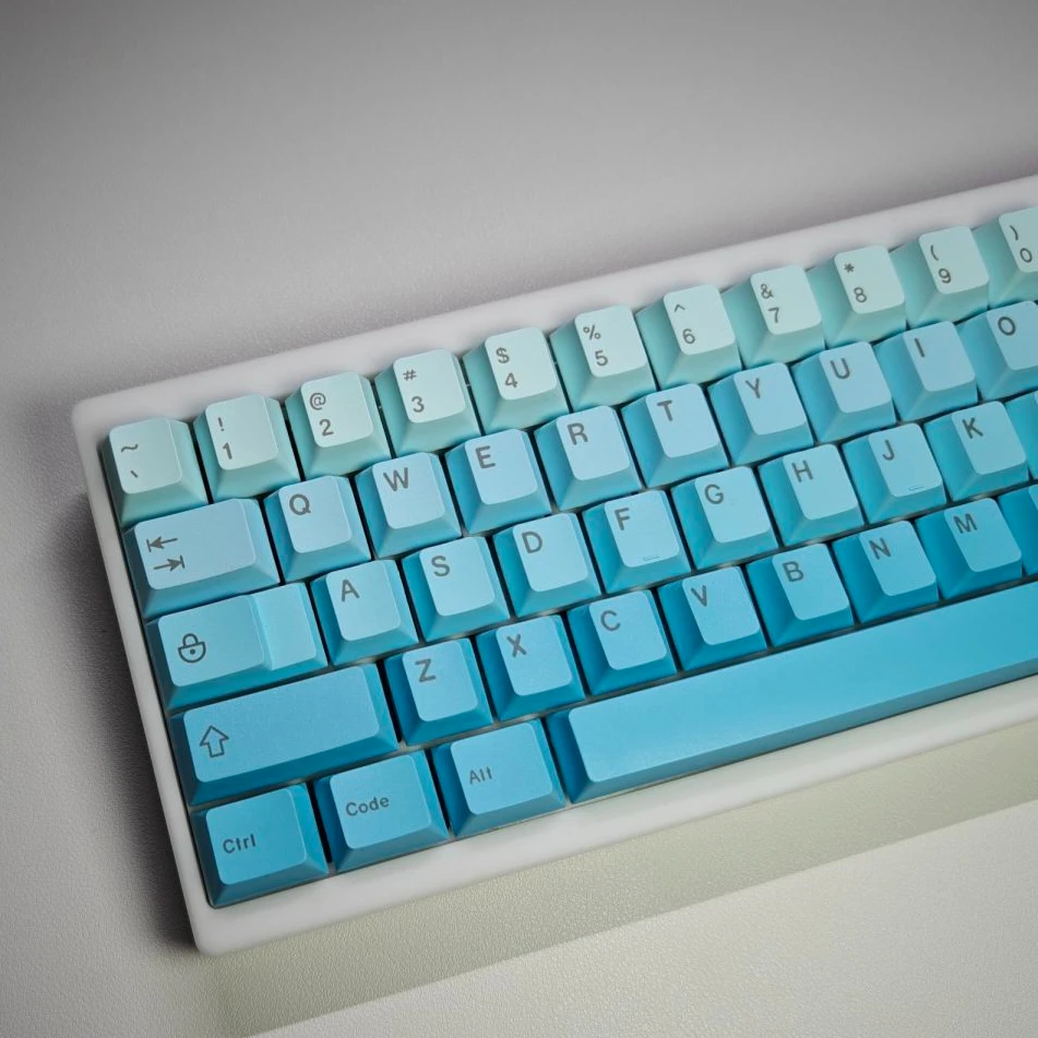 Original height keycap iceberg green gradual change side engraving, engraving PBT hot sublimation 125 key small full set