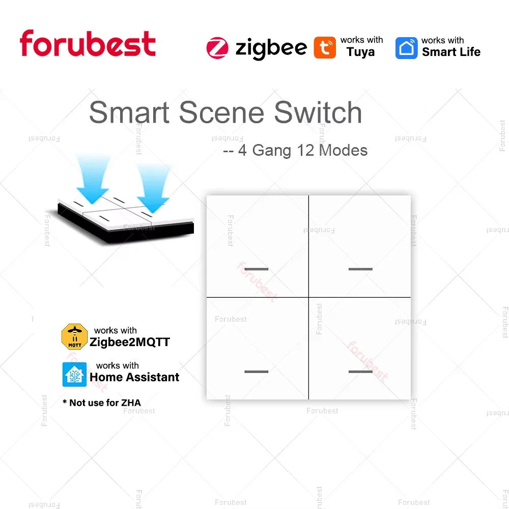 Tuya ZigBee Wireless Smart Scene Switch Push Button Controller Smart Home Automation Scenarios 4 Gangs Switch Smart Life App