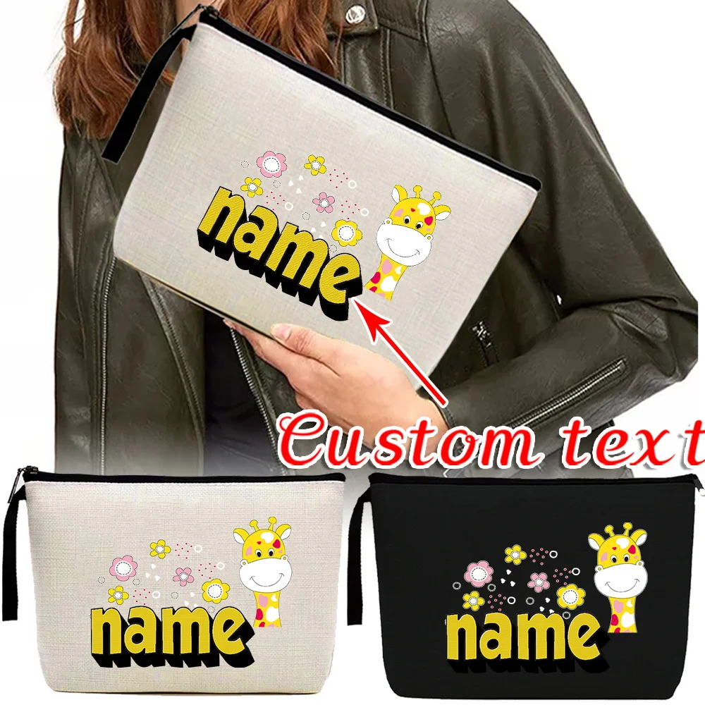 

Customized Name Makeup Bag Portable Makeup Bag Convenient Travel Makeup Bag Women's Canvas Handbag Cartoon Pattern Series