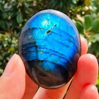 Natural Labradorite Stones Crystal Palm Blue Light Feldspar Golden Moonstone Hecatolite Mineral Samples Specimen Home Decor