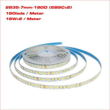 COMPYI (3 ข้อต่อบัดกรี) 5 เมตร 2835-7mm-180D 5B9CX2 2835 LED strip คงที่ LED ริบบิ้น 18Wx2 3 สี 3000K + 6500K