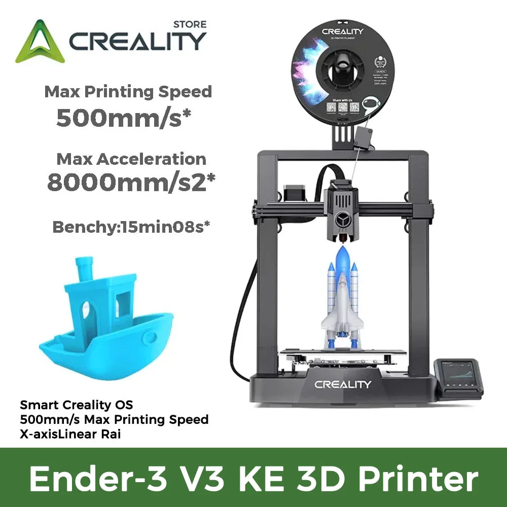 

Creality Ender-3 V3 KE 3D Printer 500mm/s Fast Printing Speed Smart Creality OS X-AxisLinear Rail Double Fans Smart Ul 60W