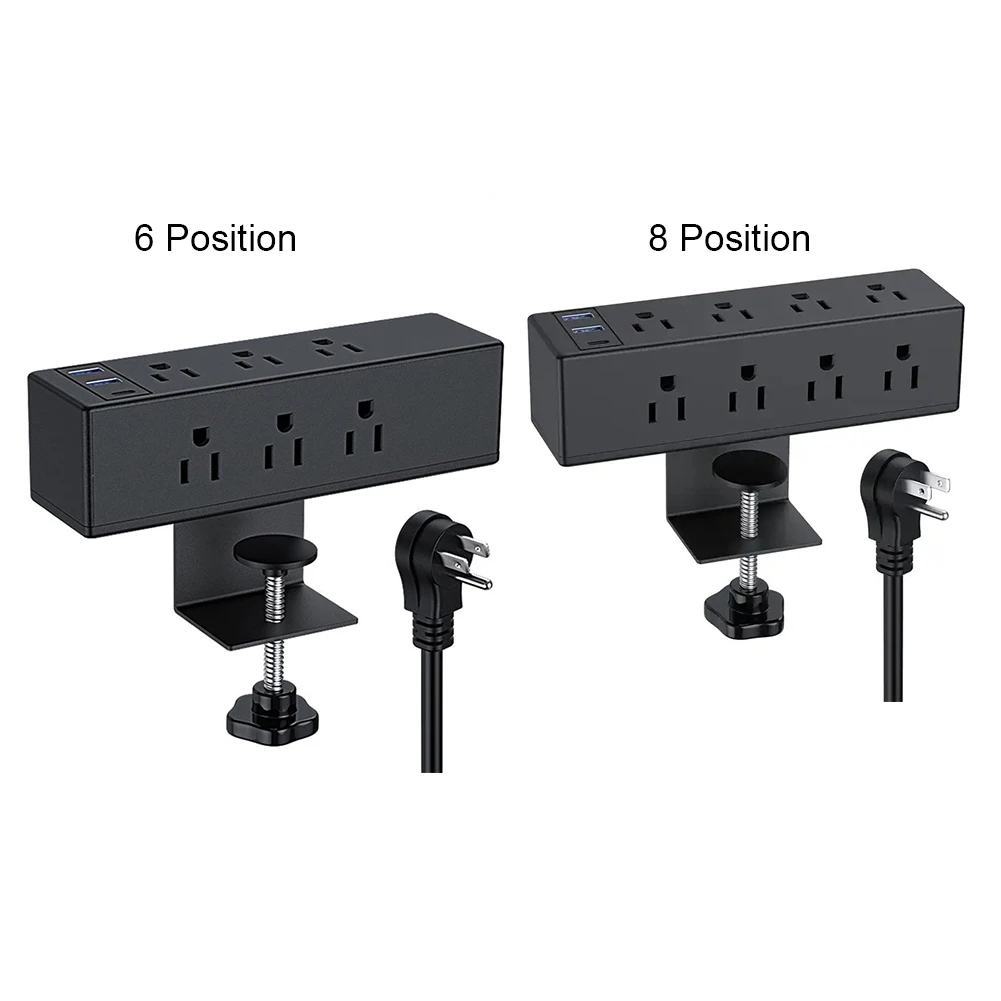 Bureauklem Stekkerdoos Met Usb Verwijderbare Desktop Mount Multi-Stopcontacten W/ 8/6 Ac Outlet En 6.6ft Snoer Pasvorm 1.6in Tafelblad Rand