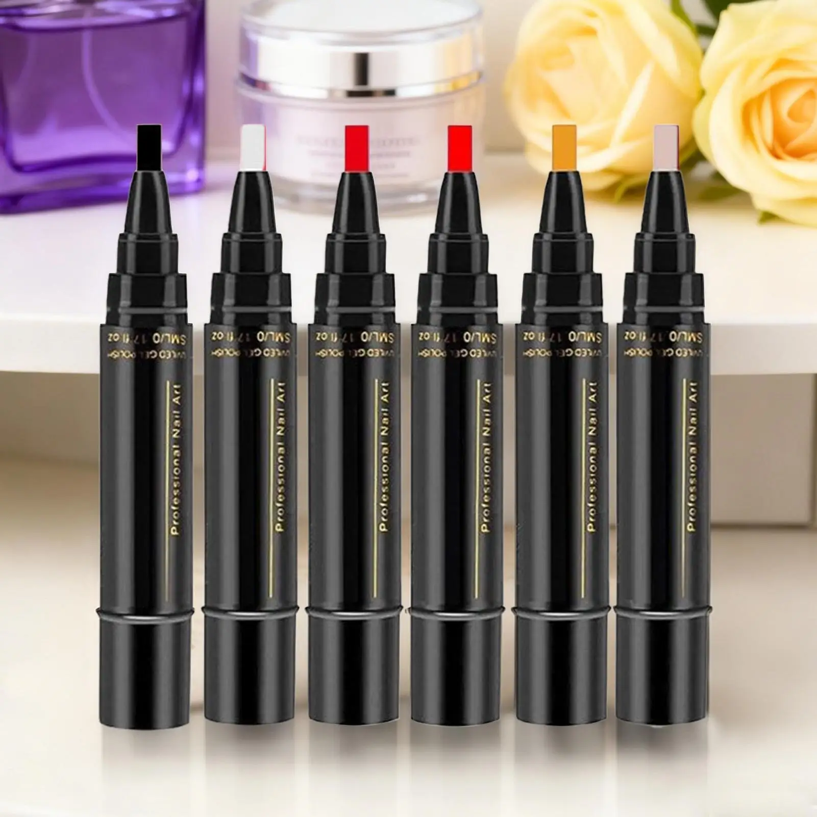 Nail Polish Pens 6-Piece Quick Dry Long Lasting Beauty Supplies Nail Paint Pens for Girls Women Teens Mothers Practice Salon