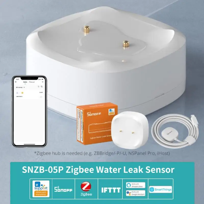 SONOFF SNZB-05P Zigbee-Wasserlecksensor, undichte Tropferkennung, APP, Echtzeitalarme, mehrere Benachrichtigungen, erweiterte Unterstützung