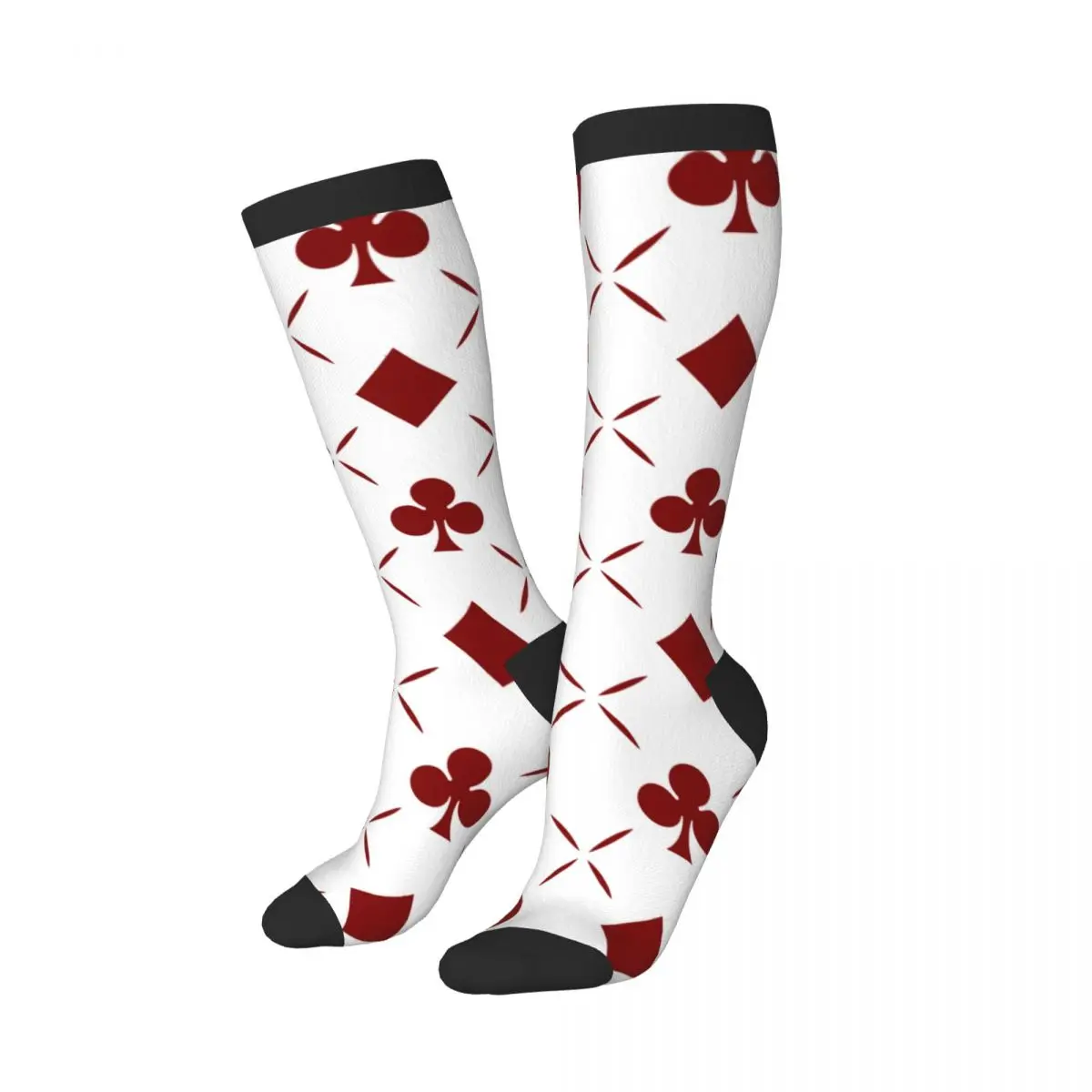 Casual Socks Red Poker Hearts Clubs Spades And Diamonds Long Harajuku Retro Business Socks