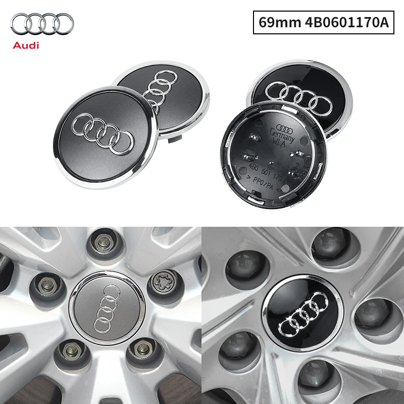 4Pcs 60/61/68/69mm Car Wheel Center Hub Cap Rim Cover For Audi C7 C6 C5 B5 B6 B7 B8 B9 D3 Q3 Q5 Q7 TT A1 A3 A4 A5 A6 A7 A8