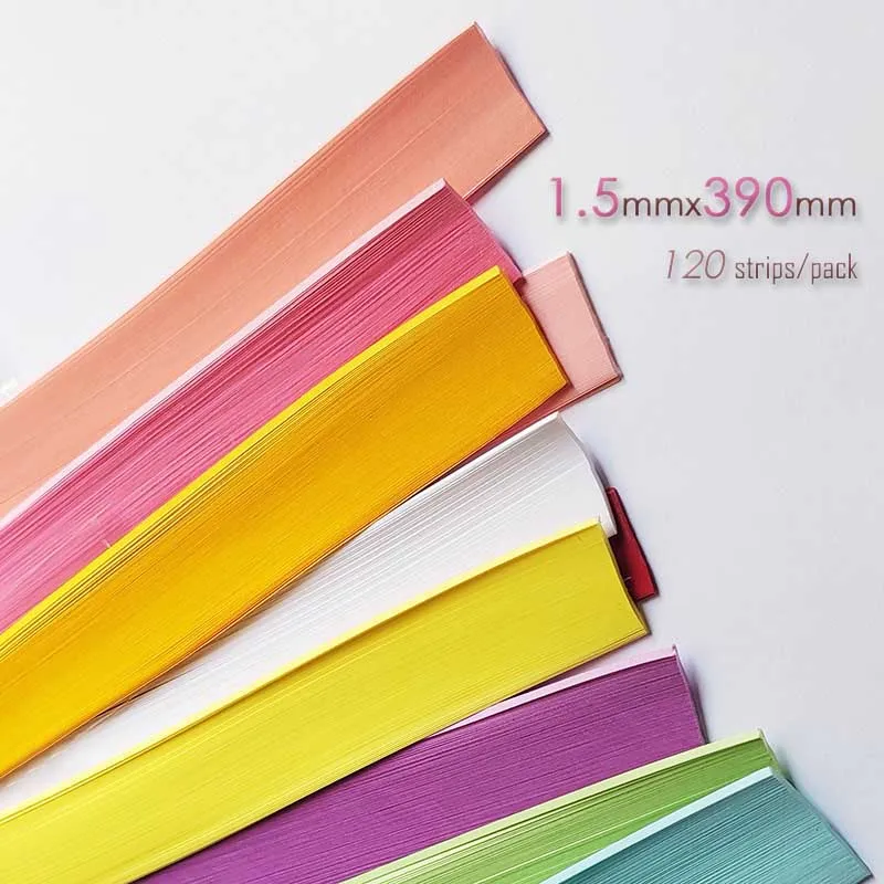 Solid Color 1.5mm Wide Quilling paper x240 strips set 39cm Long filigree mosaic DIY Craft Paper