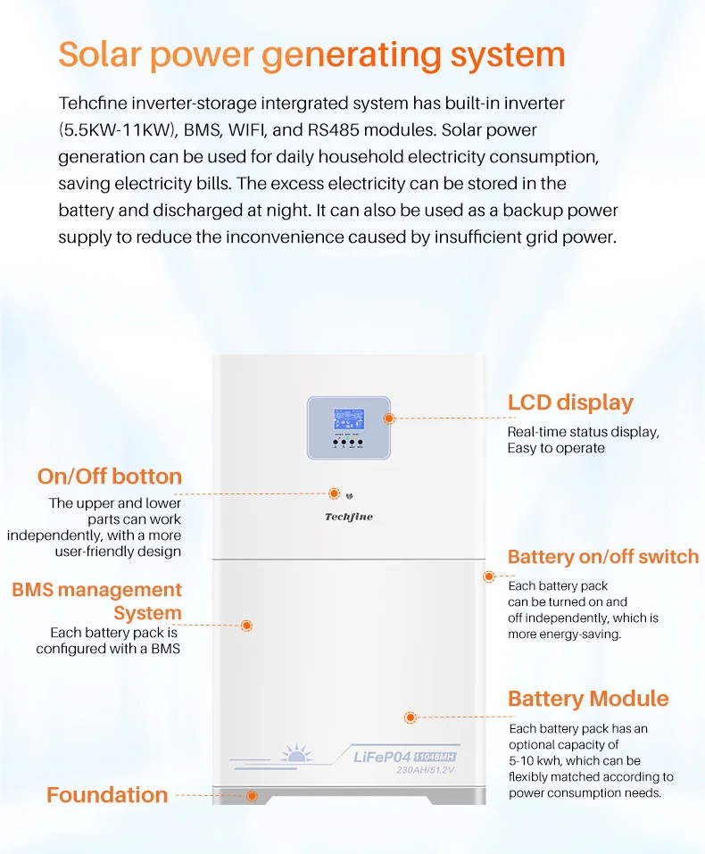 Techfine ESS LiFePO4 Battery 51.2V 100Ah All In One Energy Storage System With Hybrid Inverter And Lithium Battery