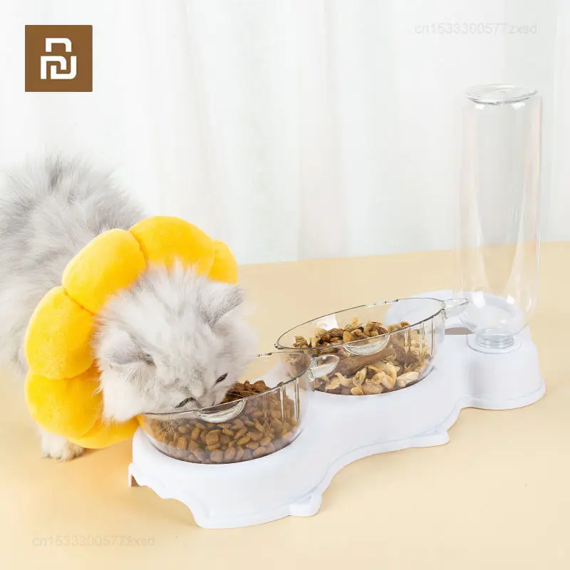 

Youpin Pet Cat Bowl Automatic Feeder 3-in-1 Dog Cat Food Bowl Drinking Raised Stand Double Dish Bowls Anti Tipping Pet Feeder