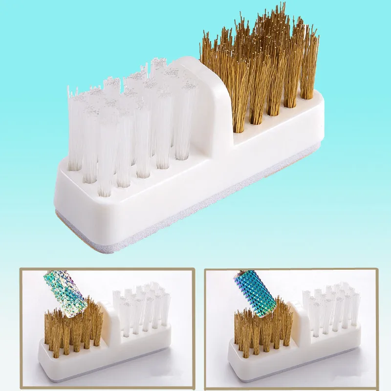 

1pcs Double-headed Nail Grinding Head Cleaning Brush Portable Manicure Drills Bits Cleanser Dual Copper Wire Brush Clean Tools