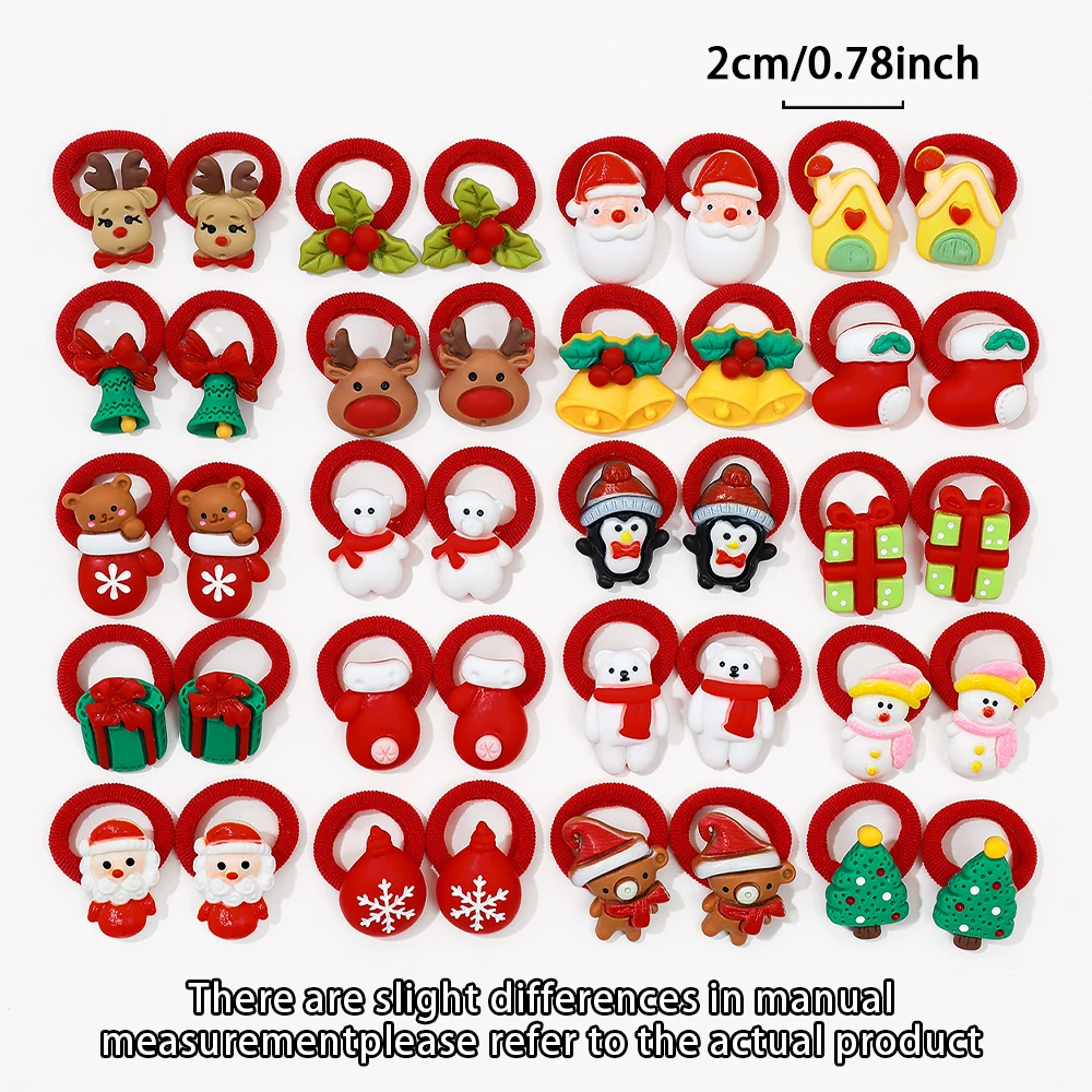 10-Pack Girls Hair Ties Cute Christmas Design with Santa Reindeer Tree Snowman - Hair Accessories Gifts for Girls for New Year image 5