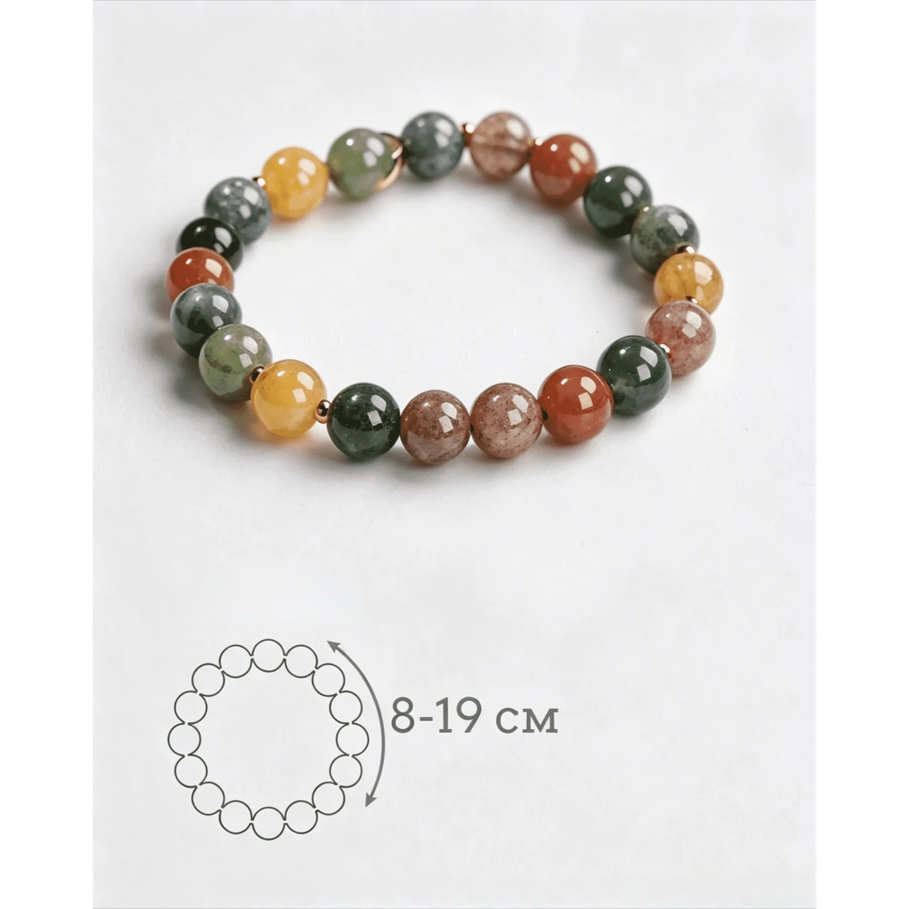 Natural crystal mixed with agate bead adjustable bracelet